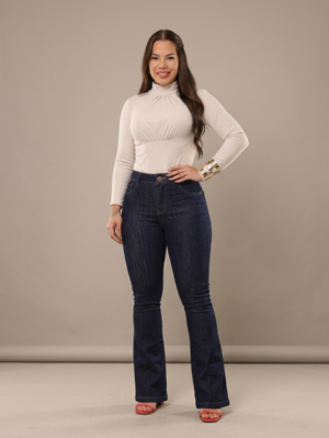 Calça Jeans Feminina Flare Cintura Alta Premium